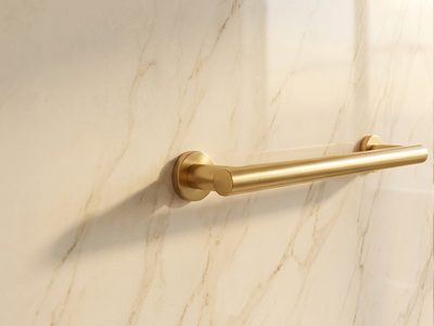 Barre d'appui design finition dorée dans une salle de bain élégante