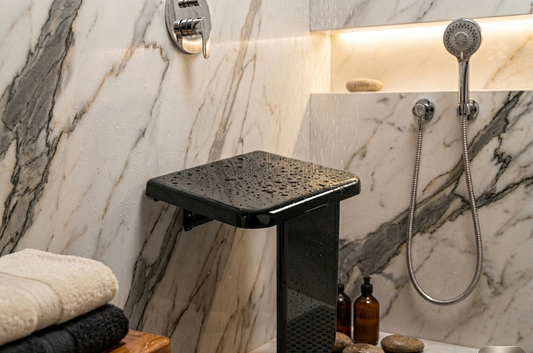 Siège de Douche Élégance — Noir Mat